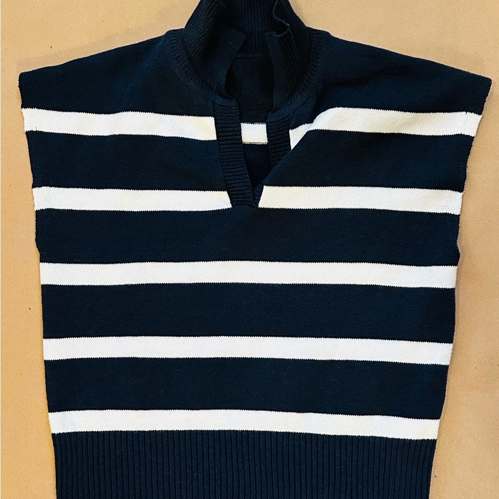Elegant Navy and White Striped Sweater